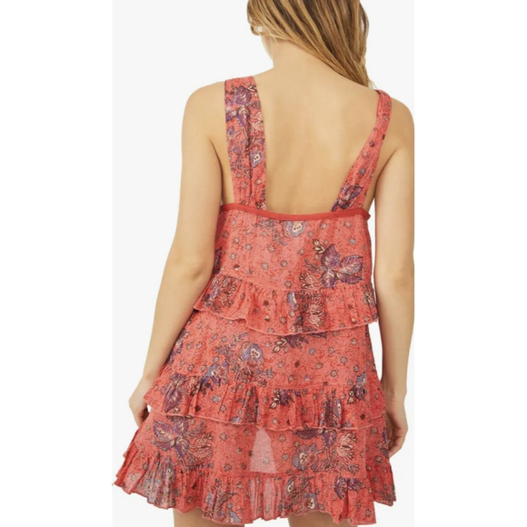 FREE PEOPLE Sunrise Nightie Coral Boho Mini Dress - Picture 6 of 11